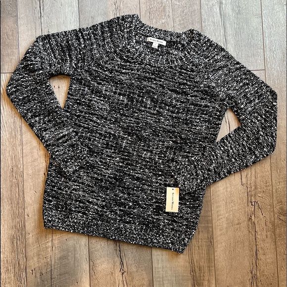 NWT Studio Works Marled Black & White Knit Sweater | Size: Small - Picture 4 of 10